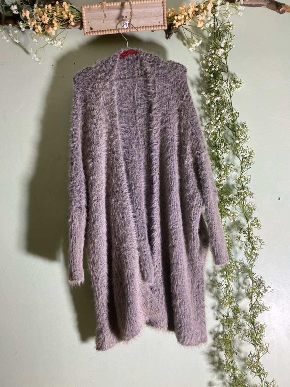 AKIRA Fuzzy Open-Front Cardigan Sweater - Lavender
